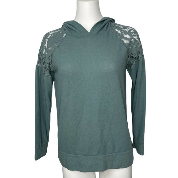 Charming Charlie Lace Shoulder Pullover Hoodie S - Picture 1 of 4